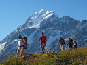 Trekkers on the Ball Pass Alpine Crossing.