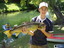 Trout fishing in the stream that runs through the park.