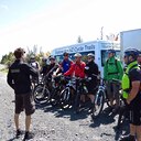 A group about to start a ride on the Mountains To Sea Trail