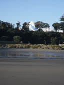 View Mt Taranaki from Opunake Beach at low tide