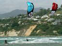 Kitesurfing at Nelson's Tahunanui Beach.