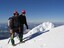 Approaching the summit of Mt Taranaki, 2500m, in winter.