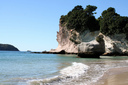 The beautiful sandy beach just before Cathedral Cove