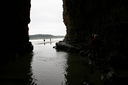 Peering out of the caves